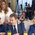 Susana Díaz, junto Zapatero, Micaela Navarro y César Luena, durante el Foro de la nueva ciudad «Smartcity»