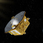La Lisa Pathfinder en el espacio, en una recreación realizada por la ESA