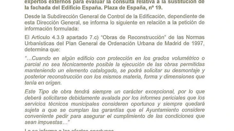 El informe que reconoce que el desmontaje es legal firmado por la directora general.