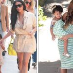 A la izquierda, Kardashian y North con atuendos «nude». A la derecha, Beyoncé y su hija Blue Ivy