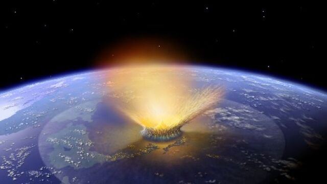Recreación artística del meteorito que previsiblemente acabó con los dinosaurios