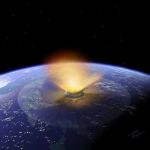 Recreación artística del meteorito que previsiblemente acabó con los dinosaurios