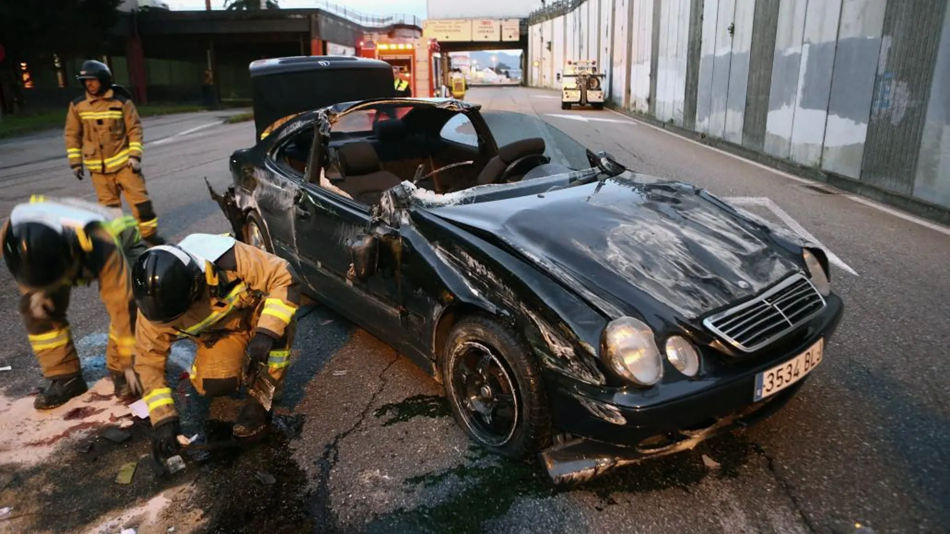 Accidente de tráfico ocurrido en Santiago de Compostela el pasado día de Navidad