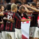 Los jugadores del AC MIlan celebran un gol en el partido de la Copa de Italia ante el Perugia, el día 17