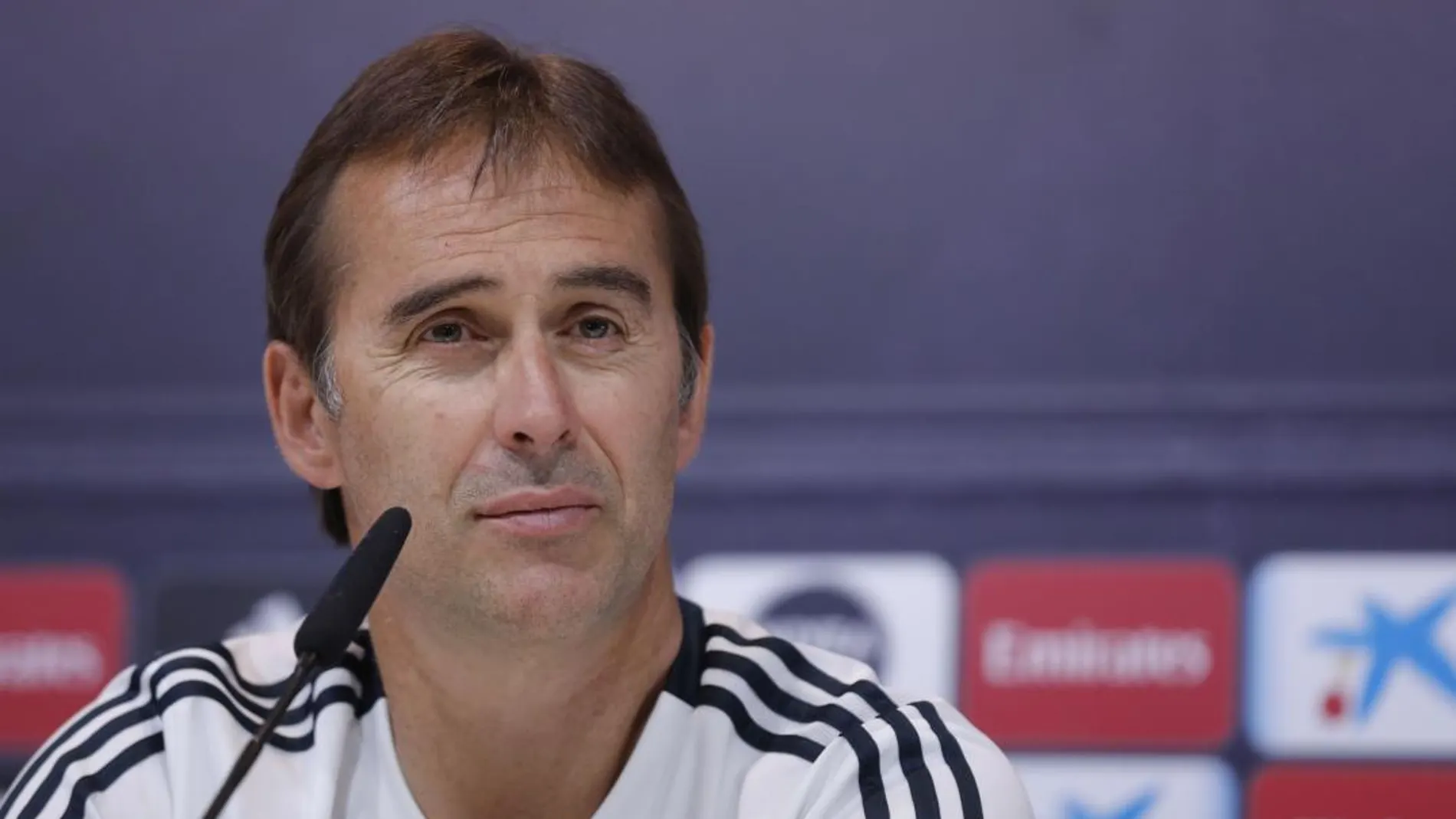 El entrenador del Real Madrid, Julen Lopetegui, durante la rueda de prensa/Foto: Jesús G. Feria