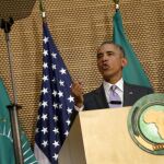 El presidente estadounidense, Barack Obama, habla ante los líderes de la Unión Africana en Addis Abeba, Etiopía