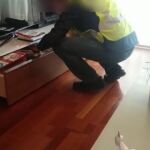 Una agente registra la vivienda del detenido