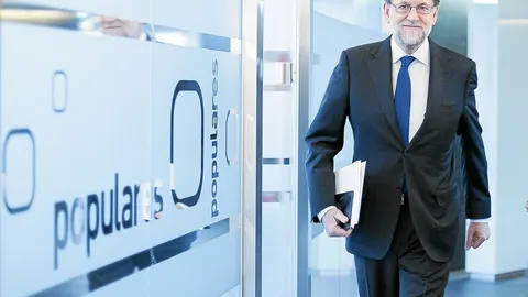 El presidente del Gobierno en funciones, Mariano Rajoy, en la sede del PP en una imagen de archivo