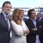 Mariano Rajoy junto a la presidenta de la Junta de Andalucía, Susana Díaz, el alcalde de Cádiz, José María González y la ministra de Fomento, Ana Pastor