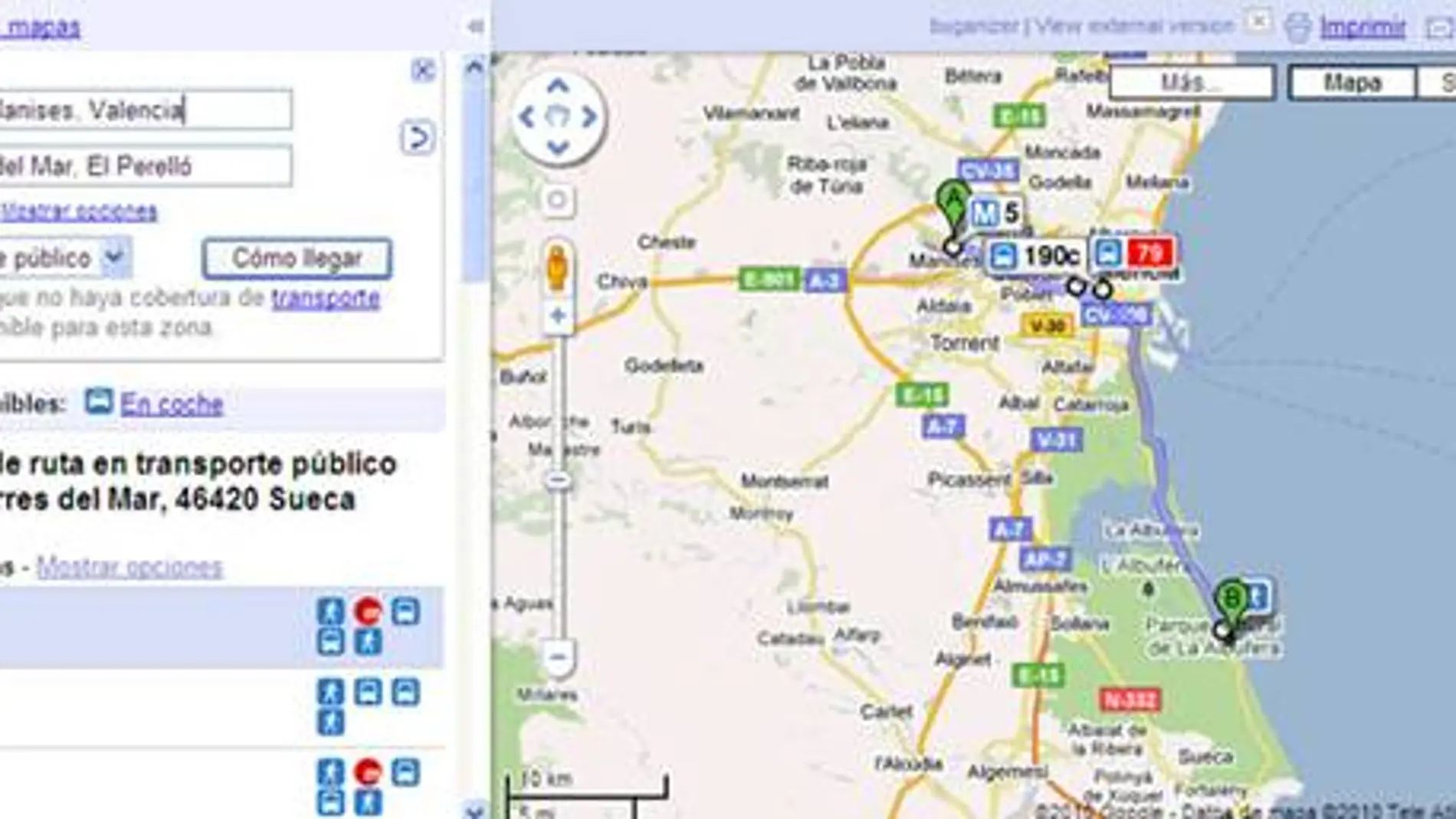 Muévete por Valencia con Google Transit