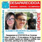 Elisabeth Belmonte Villamarín fue vista por última vez en la ciudad de Orense / Foto: SOS Desparecidos