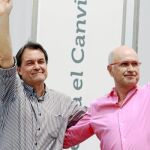 Artur Mas y Josep Antoni Duran Lleida ayer en Gurb (Barcelona) en la celebración del «Dia de CiU»