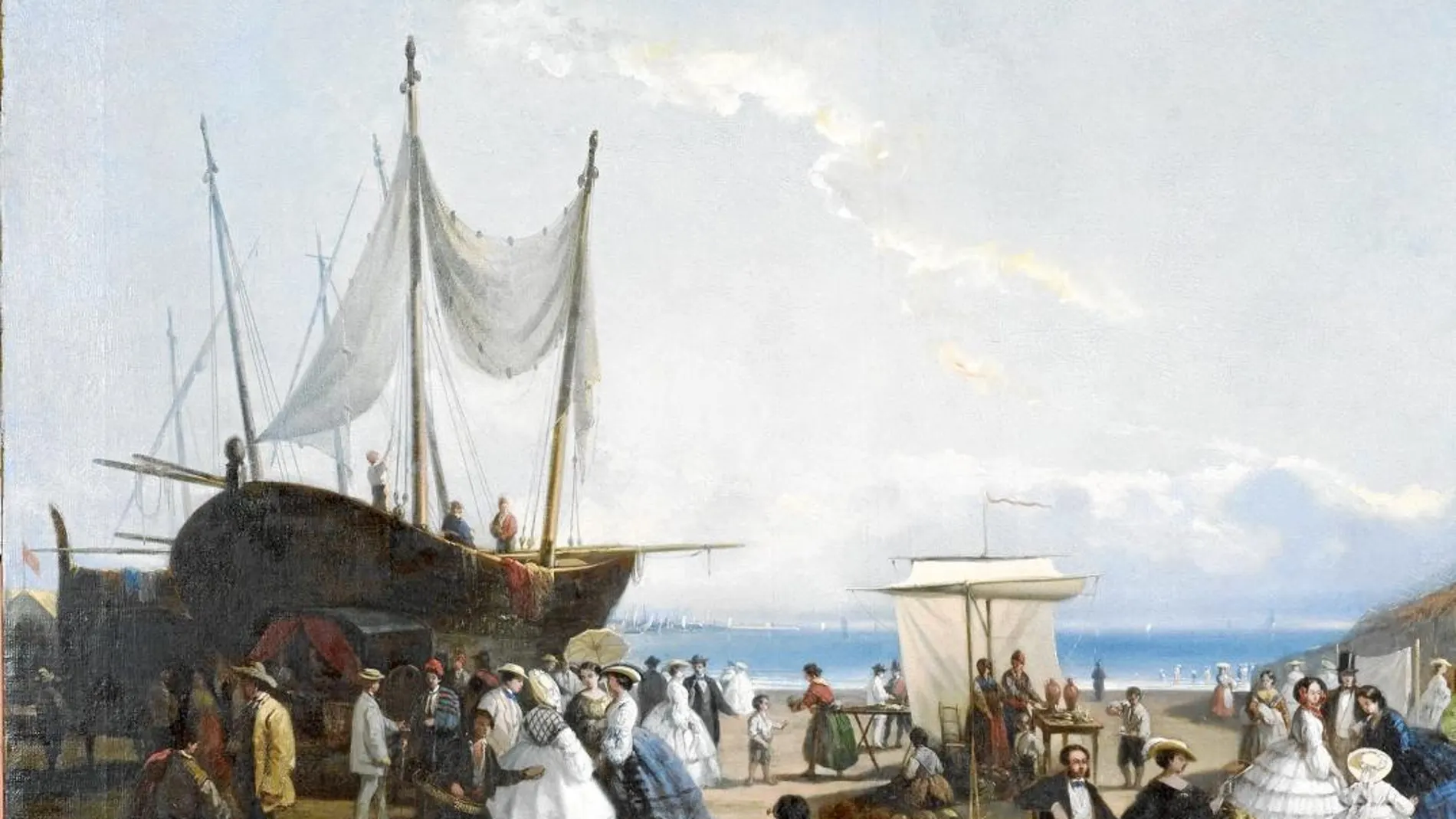 La exposición recoge obras de 500 años, sobre estas líneas un maravilloso Martí i Alsina bautizado «Platja de Barcelona» / Espai Carmen Thyssen Sant Feliu de Guixols