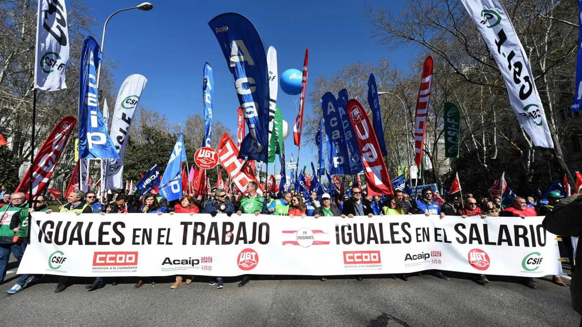 Funcionarios de prisiones durante la manifestación en Madrid/Efe