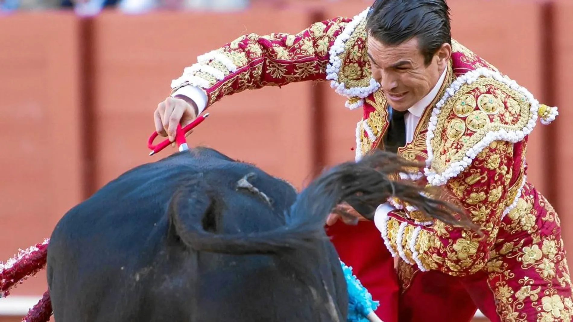 José María Manzanares cortó dos orejas en su primer toro de la tarde de la novena corrida de abono de la Plaza de la Maestranza de Sevilla