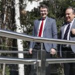 El presidente de la Diputación, Juan Martínez Majo, visita las obras de la sede del Instituto Leonés de Cultura. Junto a él, el diputado de Cultura, Miguel Ángel Fernández