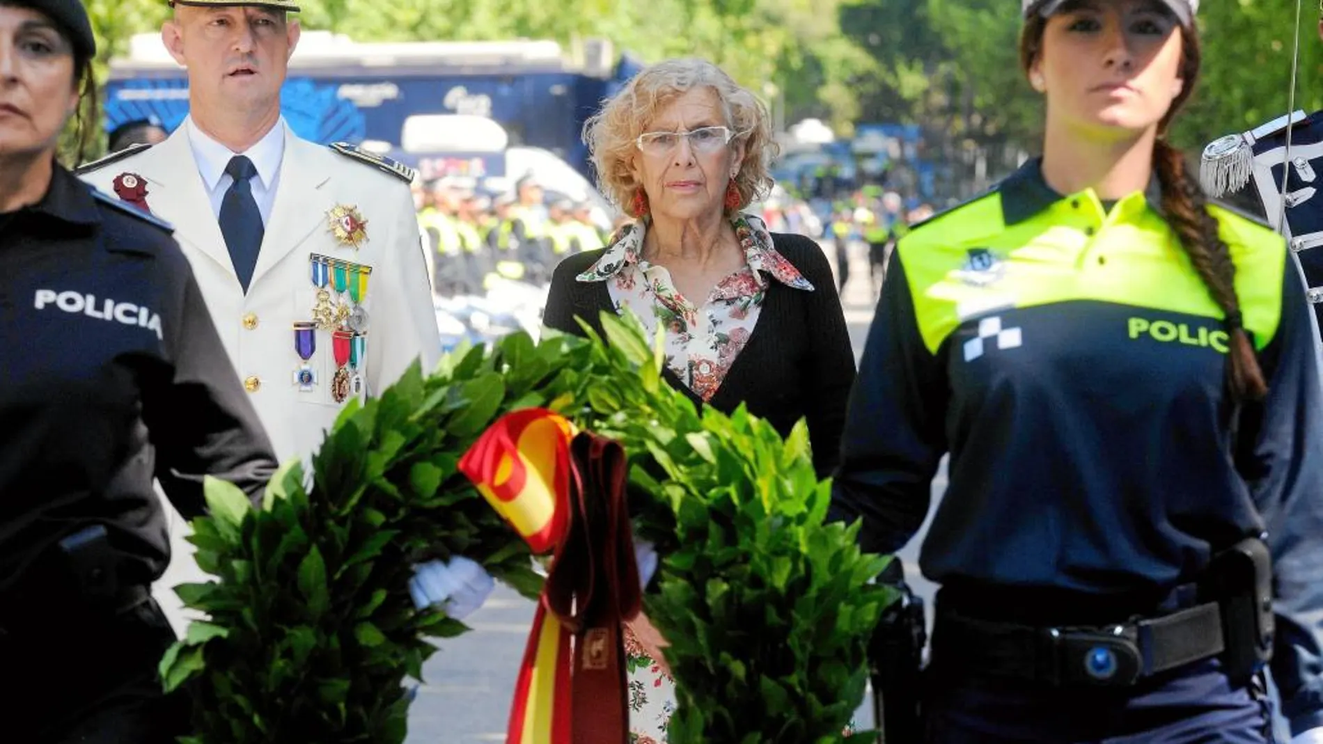Carmena, el pasado miércoles, durante los actos de celebración del patrón de la Policía Municipal