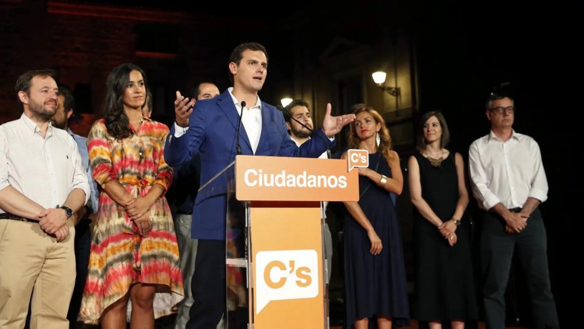 El candidato a la presidencia del gobierno por Ciudadanos, Albert Rivera, durante el acto de inicio de campaña