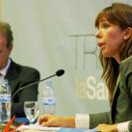 La presidenta del PP, Alicia Sánchez Camacho, ayer en una conferencia en Tribuna La Salle