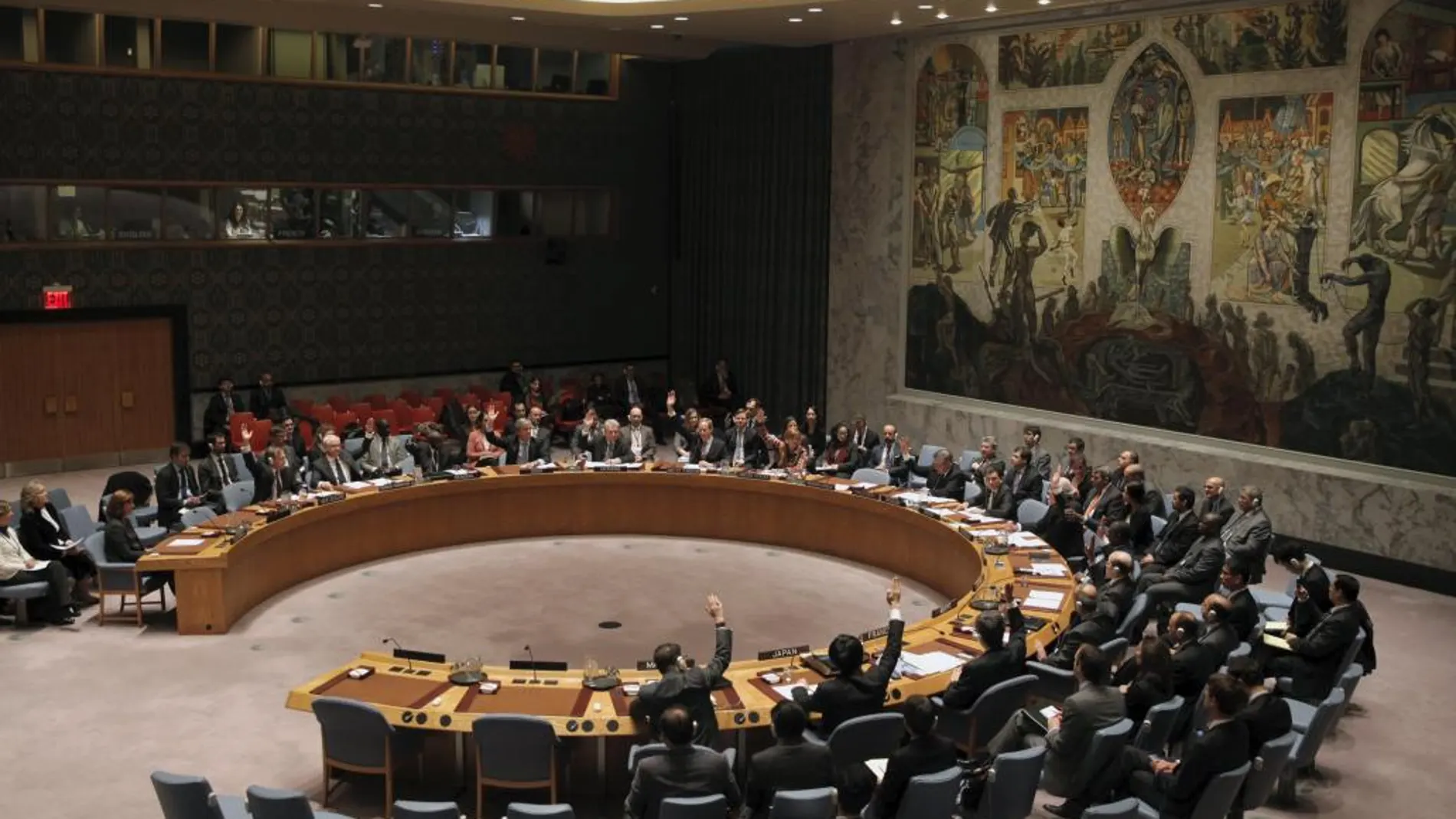El Consejo de Seguridad de la ONU durante la votación
