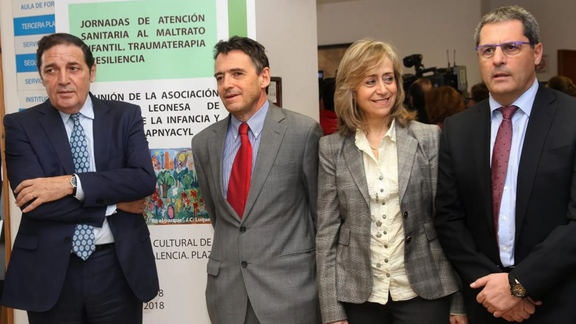 Sáez; Aguado, Francisco Ruiz, María José de la Fuente y Ángel Gonzalez, ayer en Palencia