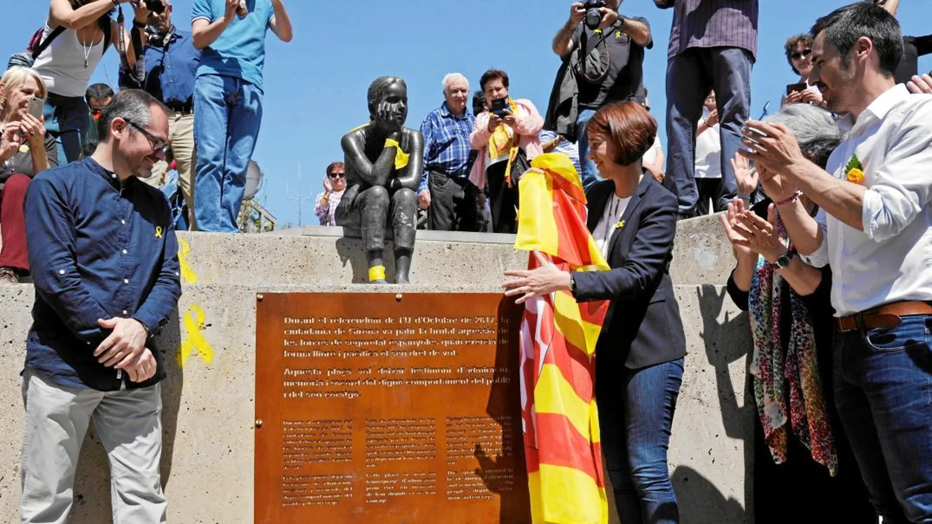 Imagen de la plaza inaugurada ayer en Gerona en homenaje al referéndum ilegal del 1-O