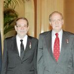 Don Juan Carlos, con el Príncipe de Asturias y los dos distinguidos con el Toisón, Javier Solana y Víctor García de la Concha