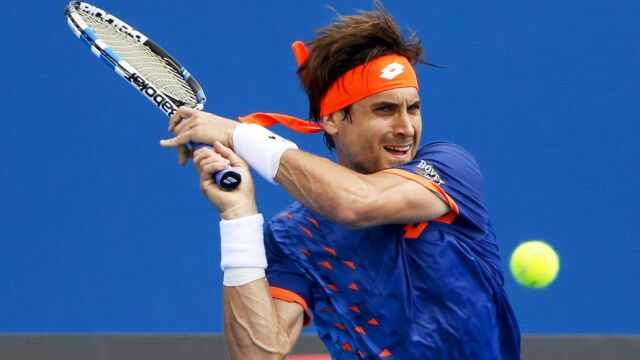 David Ferrer, durante el encuentro ante Steve Johnson.