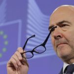 El comisario europeo de Asuntos Económicos y Financieros, Pierre Moscovici, durante una rueda de prensa celebrada en Bruselas.