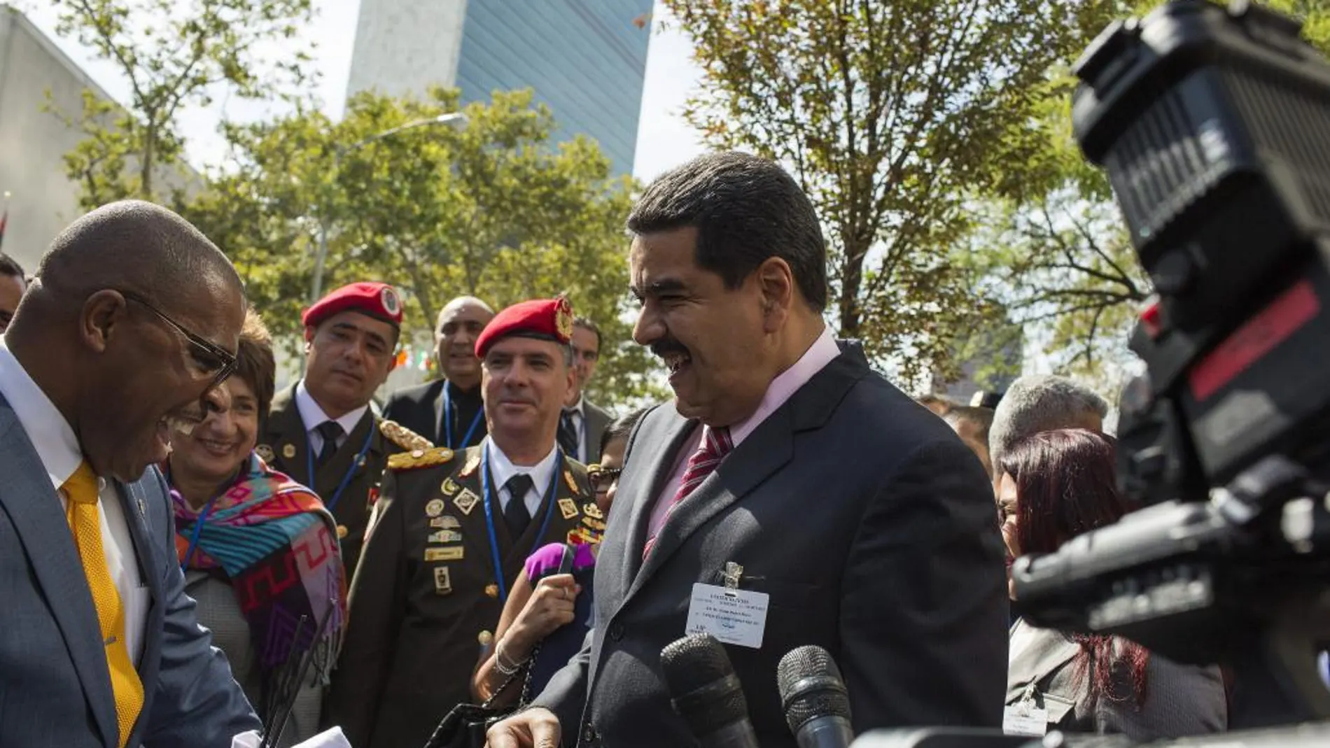 El presidente de Venezuela, Nicolás Maduro, sale de la sede de Naciones Unidas