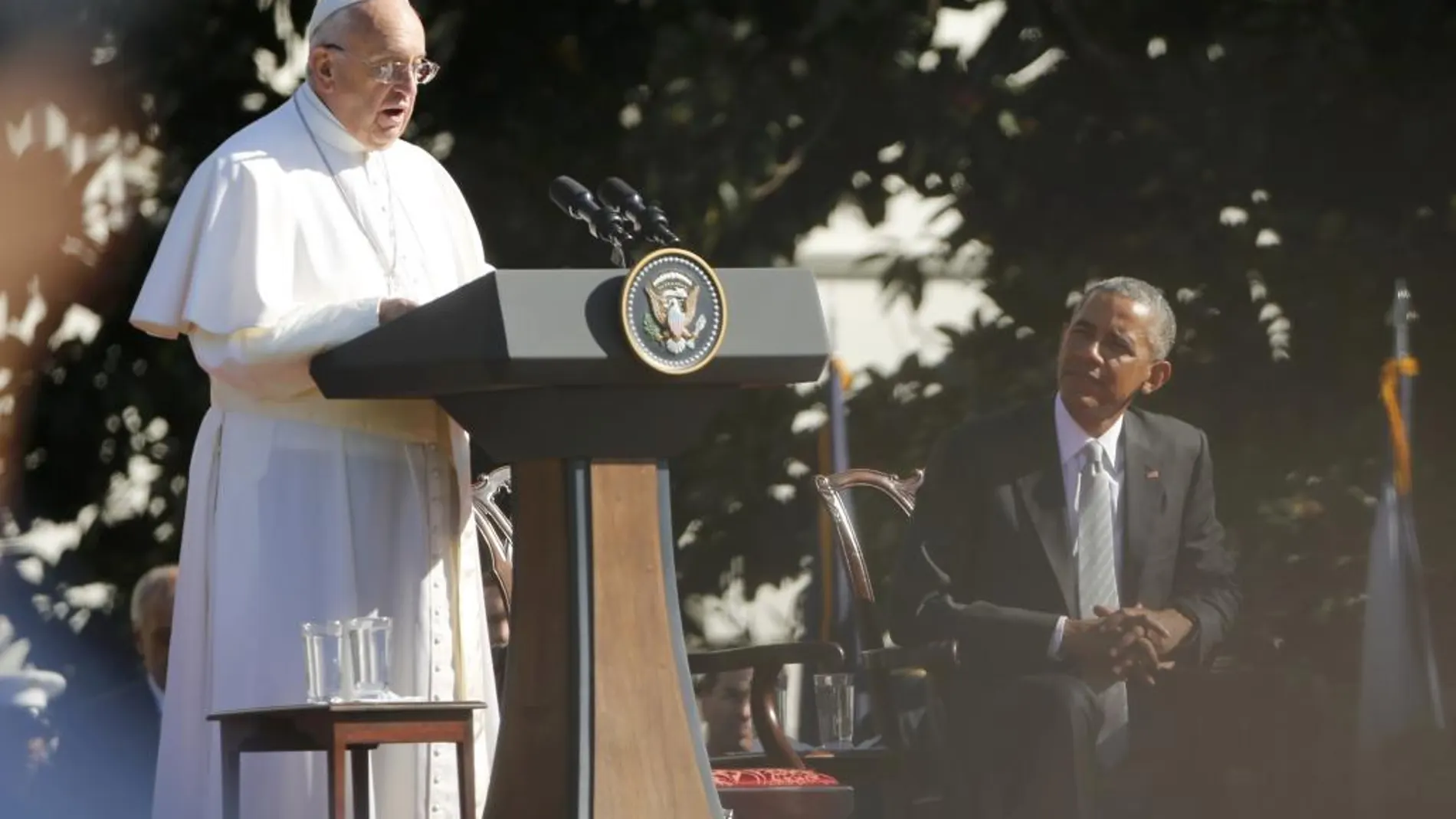 El Papa en su discurso en la bienvenida oficial al país que le ofrece la Casa Blanca