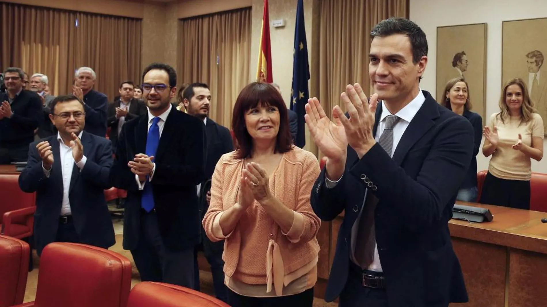 El secretario general del PSOE, Pedro Sánchez en la reunión conjunta de los grupos parlamentarios del Congreso y el Senado