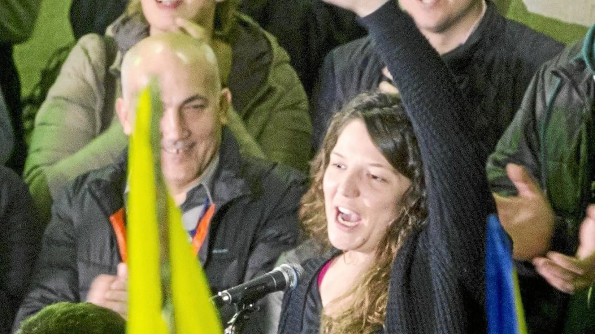La alcaldesa Montse Venturós en una manifestación tras ser detenida en 2016.