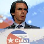 José María Aznar durante su intervención, ayer, en el acto de FAES en apoyo de exiliados cubanos