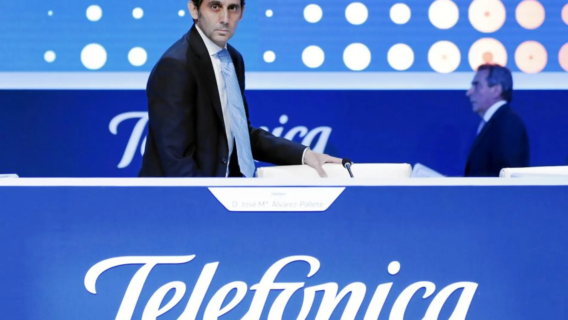 Álvarez-Pallete, ayer durante la Junta de accionistas de Telefónica