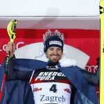Manfred Moelgg feliz en el podio de Zagreb