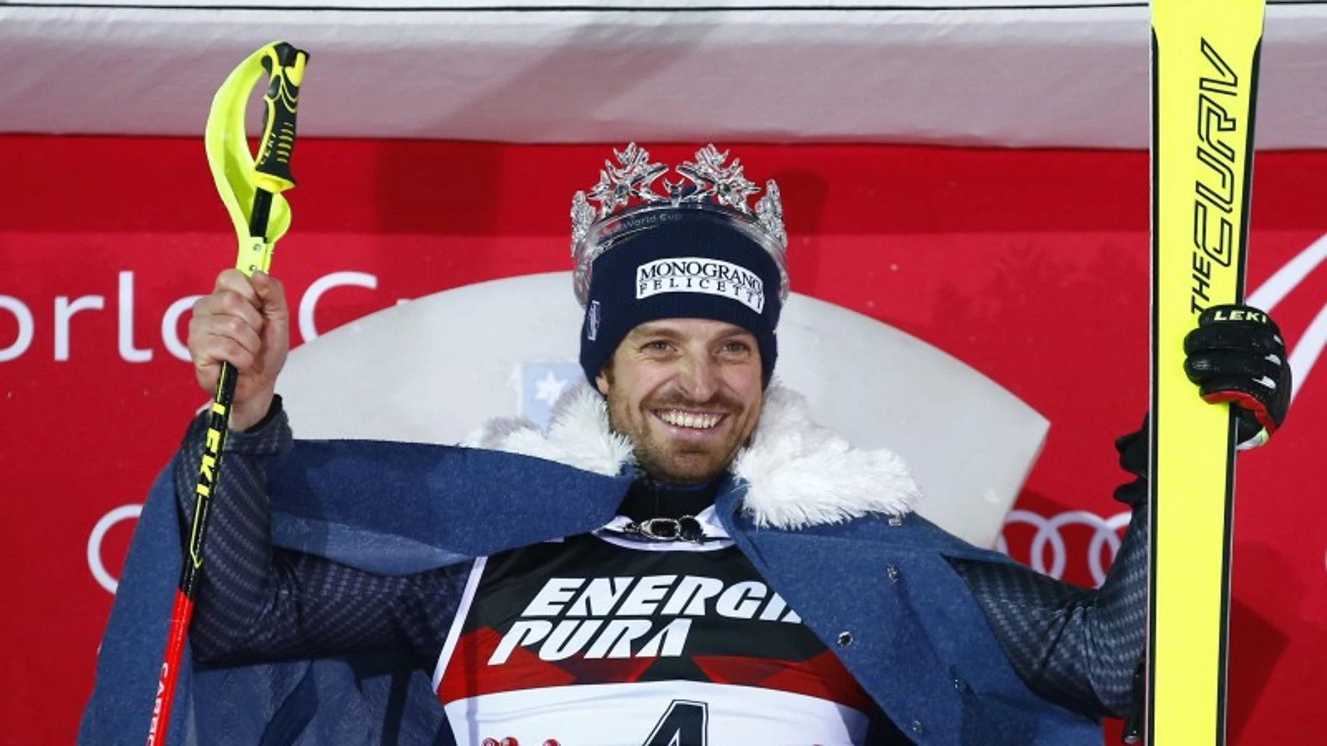 Manfred Moelgg feliz en el podio de Zagreb
