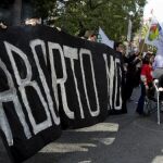 Cabecera de la marcha contra el congreso de profesionales del aborto