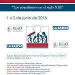 La UCAV y La Razón analizarán «Los populismos en el siglo XXI» en la Escuela de Verano los días 1 y 2 de junio