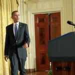 El presidente de EE UU, Barack Obama, antes de su comparecencia ante la Prensa para hablar sobr el derrame de crudo de BP