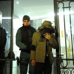Uno de los detenidos tras el registro de la sede del ICBC, en Madrid, el pasado mes de febrero