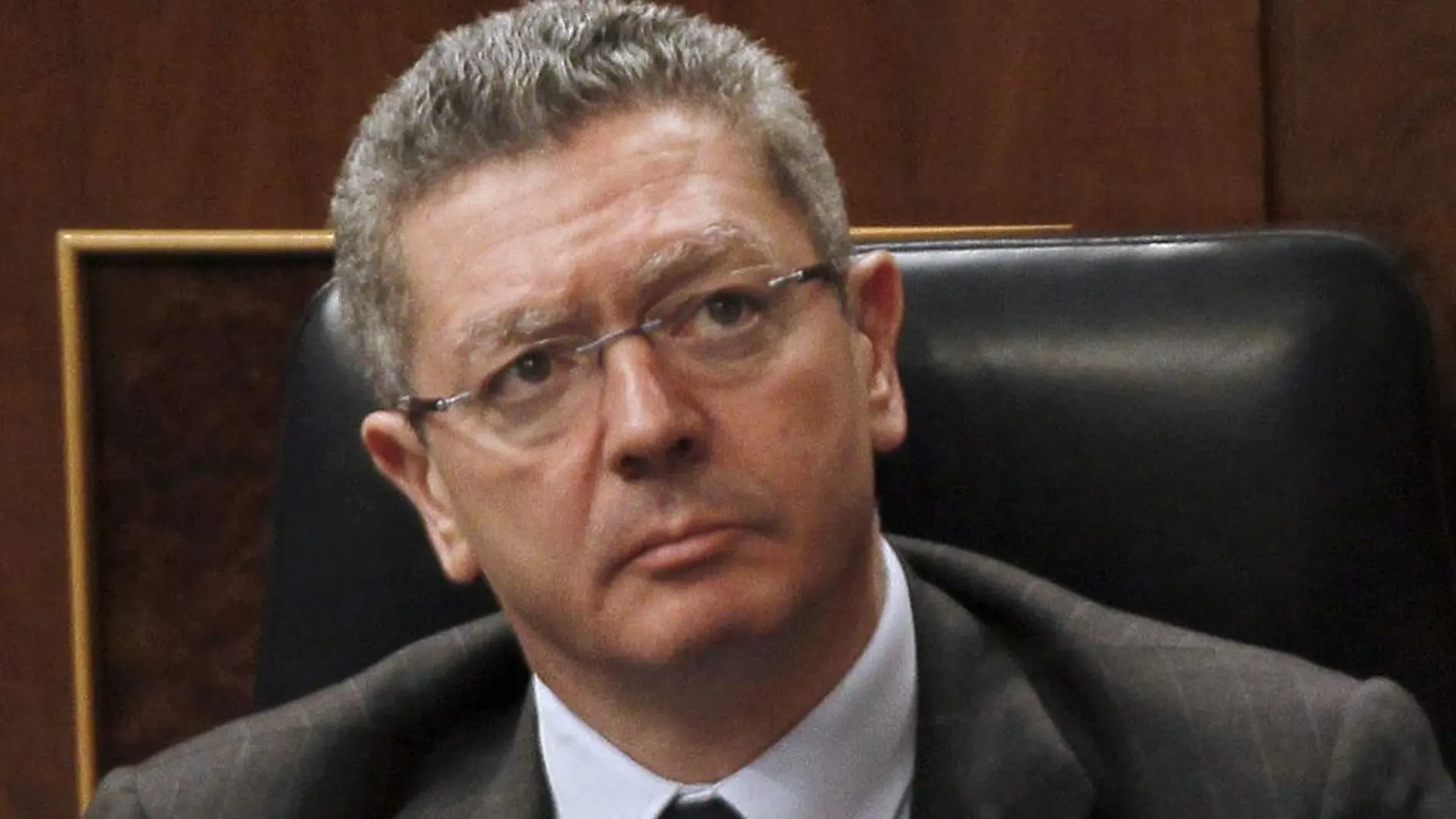 El ministro de Justicia, Alberto Ruiz Gallardón, durante su intervención en la sesión de control, hoy en el pleno del Congreso.