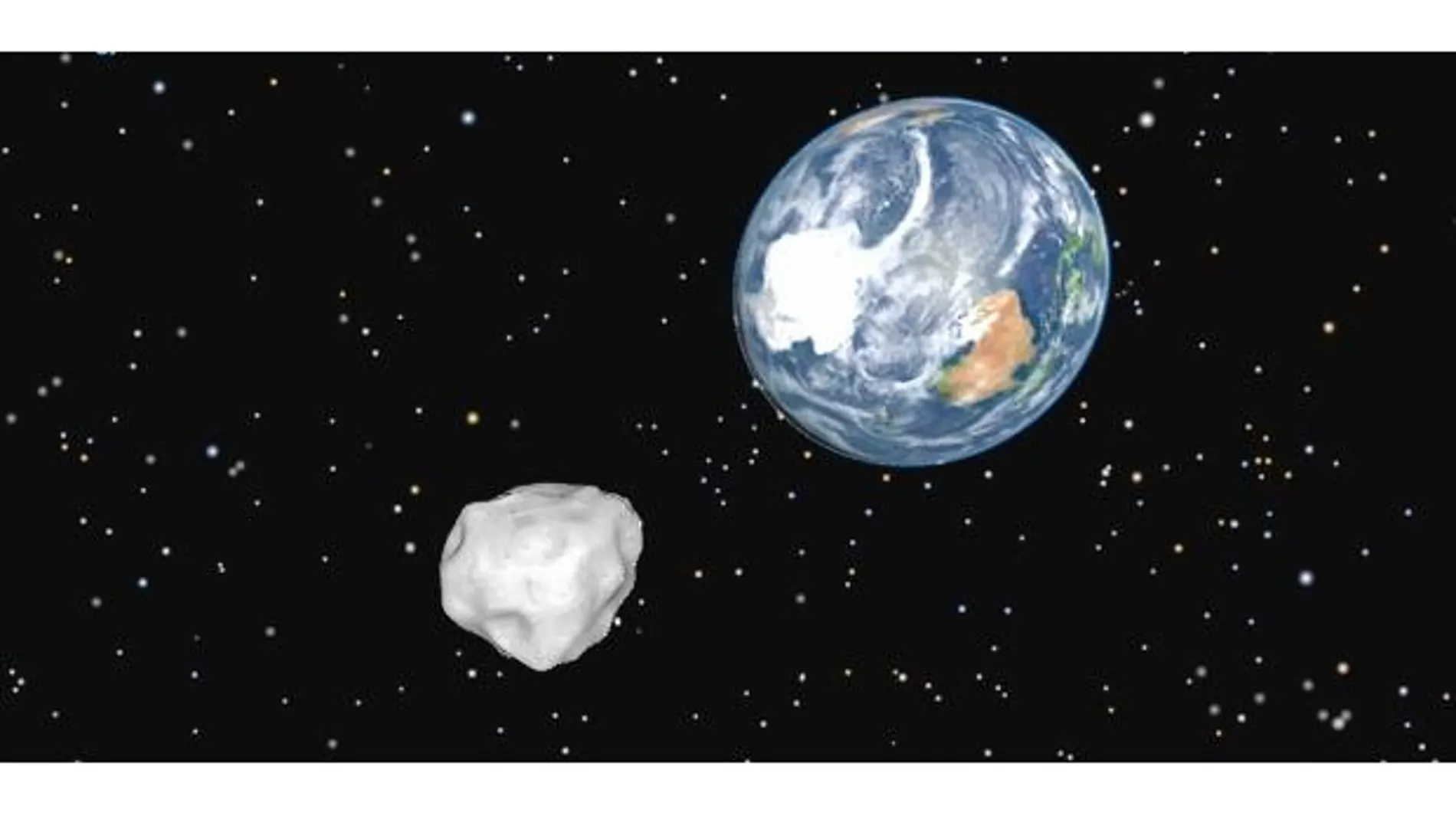 Simulación del paso del asteroide realizada por la NASA