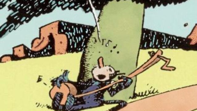 Una viñeta de «Krazy Kat», la tira cómica de George Herriman que estuvo en los suplementos dominicales de los años 20 a los 40.