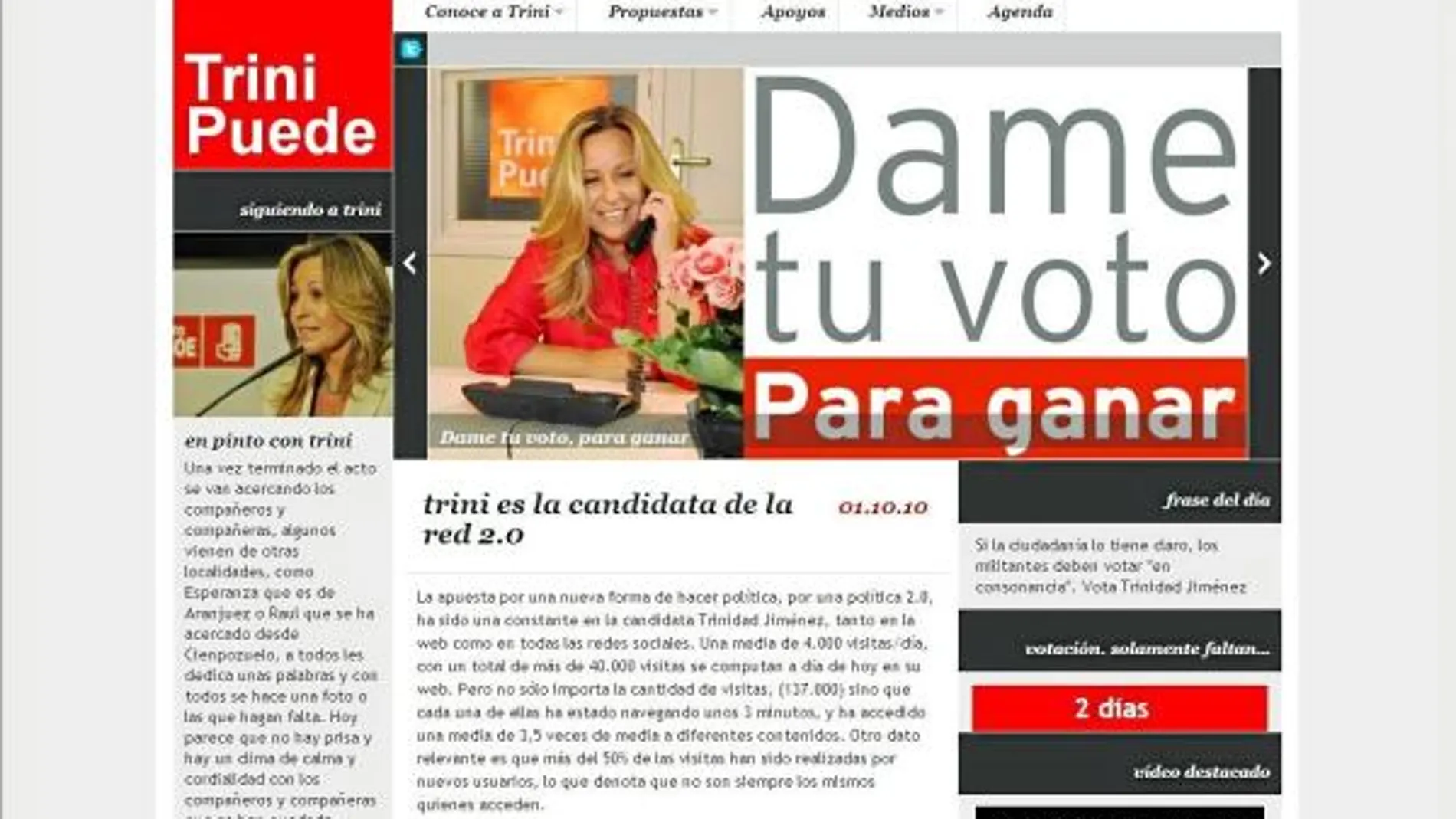 Durante la campaña para las primarias ha lanzado más de 500 mensajes en la red Twiter para sus simpatizantes