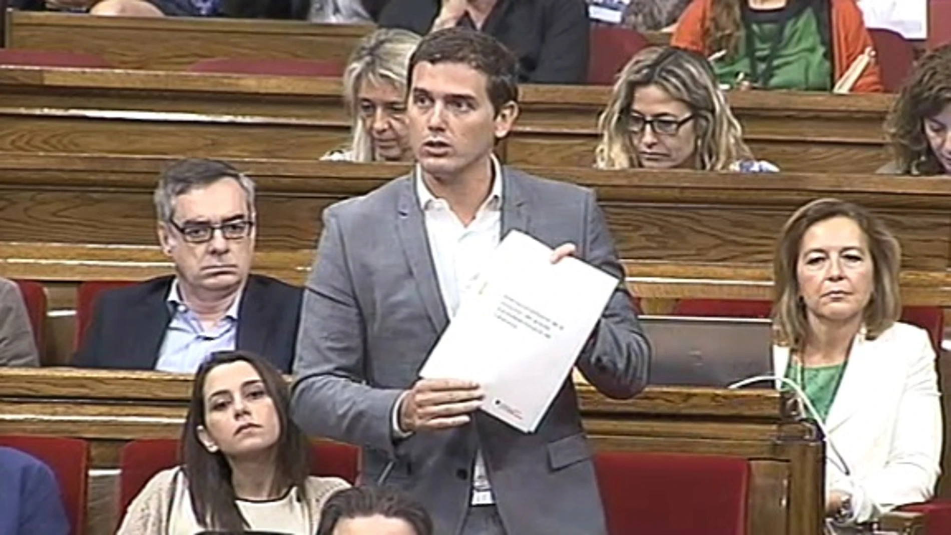 Albert Rivera, hoy, en el Parlament de Cataluña.