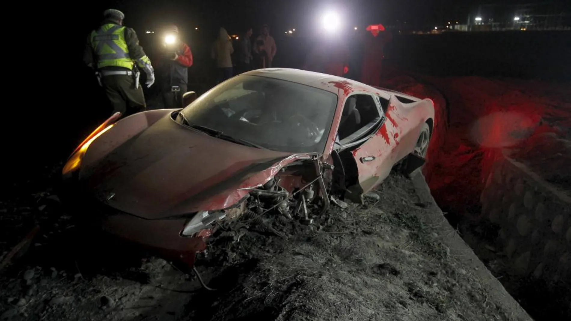 Estado en el que quedó el Ferrari de Arturo Vidal.