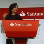 La presidenta del Banco de Santander, Ana Botín, durante la presentación de resultados del grupo