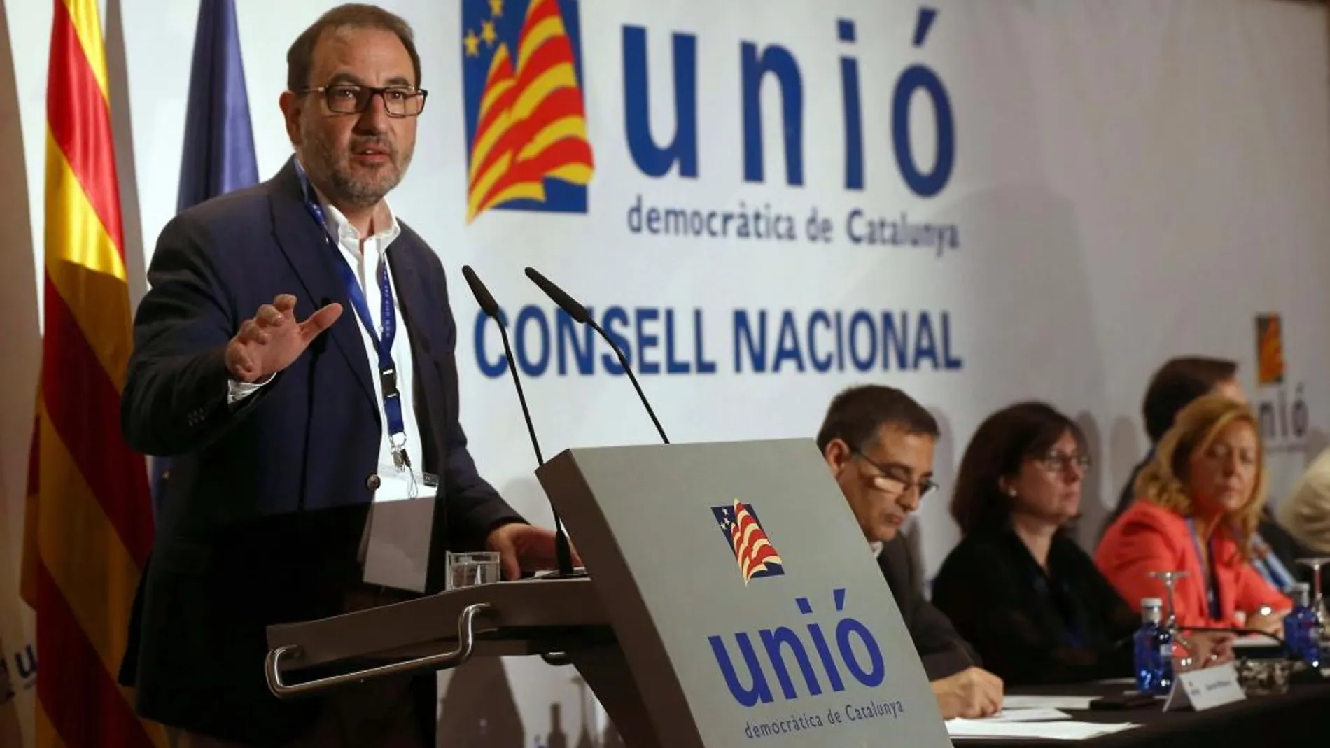 El hasta ahora conseller Ramon Espadaler, durante su intervención en el consejo nacional de Unió Democràtica de Catalunya