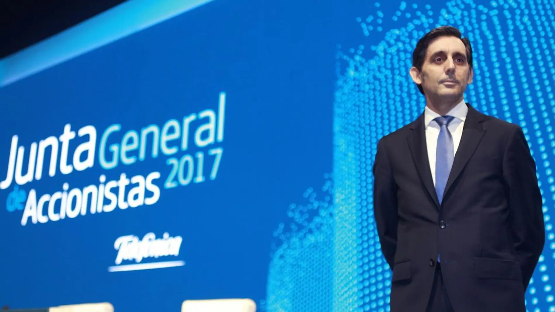 El presidente de Telefónica, José María Álvarez-Pallete, durante junta de accionistas de la multinacional celebrada el año pasado
